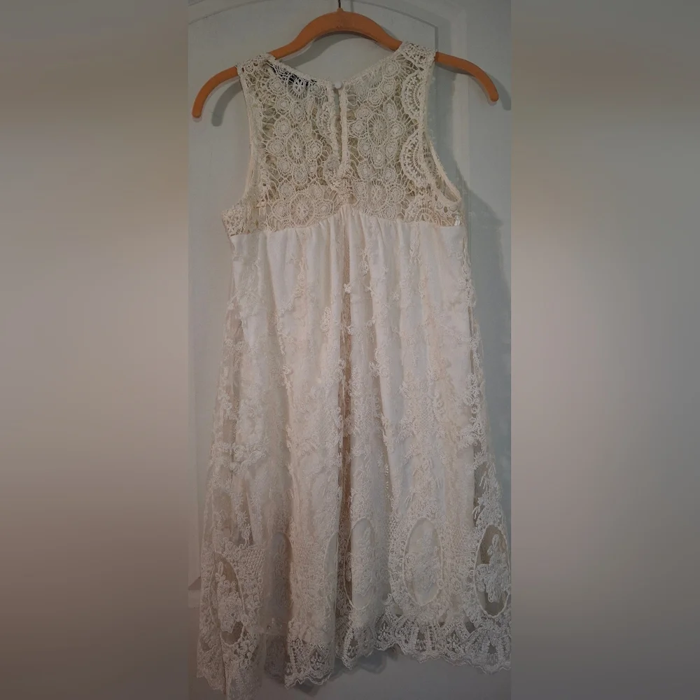 Blue Pepper Womens Minidress S Elegant Cream Lace BOHEMBELL Boho Beachy Neutral‎